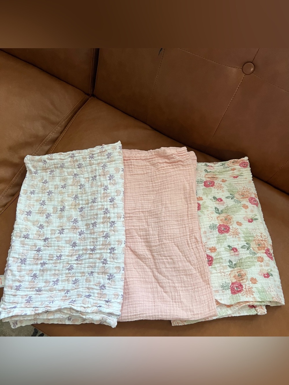 Set of 3 Chick Pea Girl Infant Toddler Large Muslin Swaddle Blankets Cotton